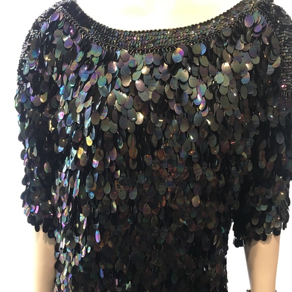 Black Sequin Sho Max Dress Size 4 - Picture 6 of 8